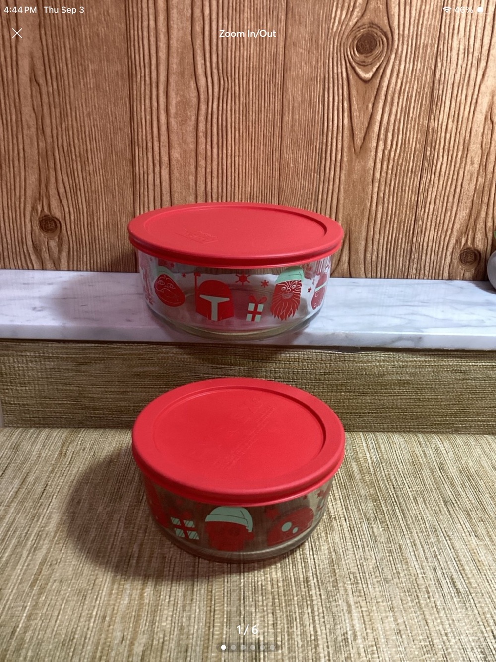 Retro Pyrex Glass Storage Bowl Set with Red Holiday Starwars Print and Lids
